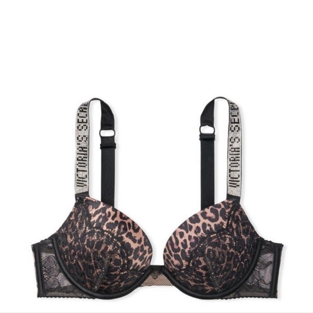 Victoria's Secret Black Leopard Print Bra